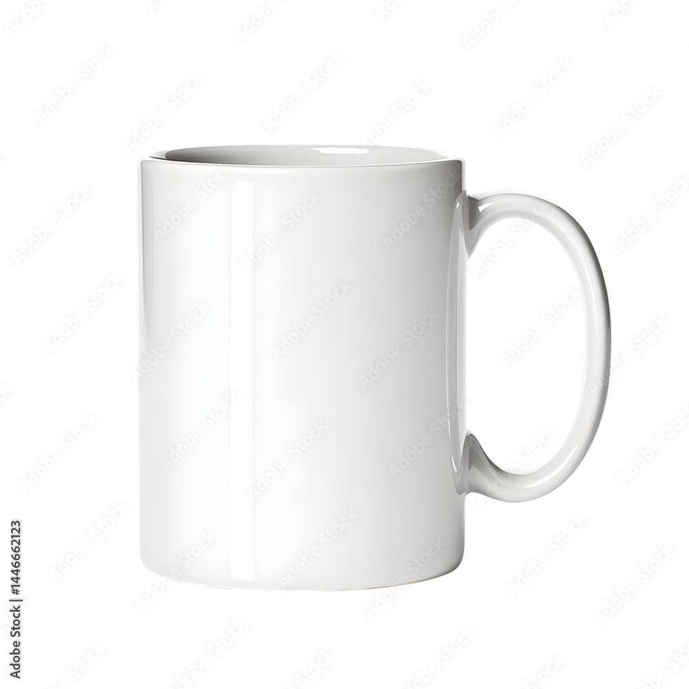 Blank White ceramic mug side view Isolated on a white for hot coffee mug or tea template design. Ai Generated Images Blank White ceramic mug side view Isolated on a white for hot coffee mug or tea template design. Ai Generated Images