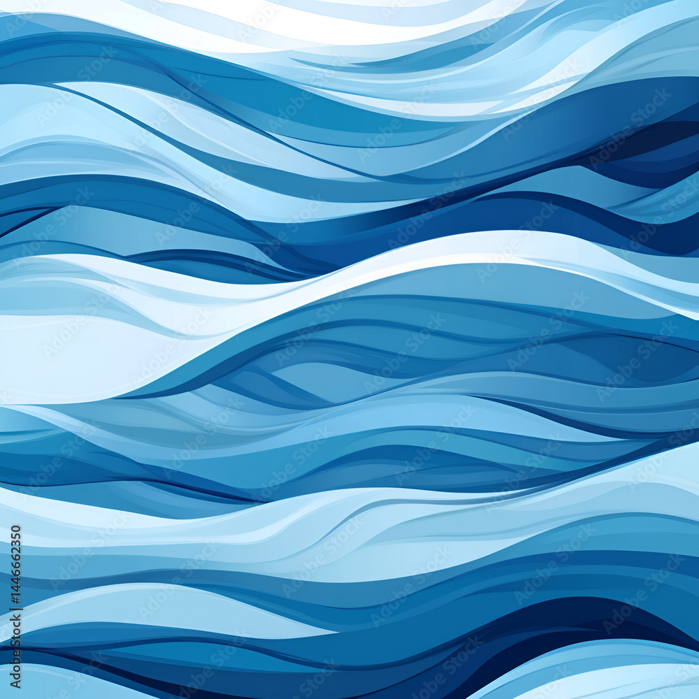 Fototapeta premium Flowing blue waves design tranquil environment graphic art peaceful concept