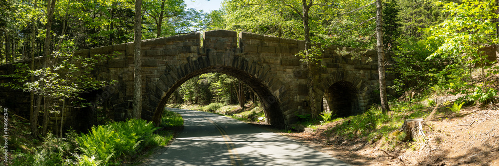 Park Road Passes Under The Arch Of Stanley Brook Bridge In Acadia