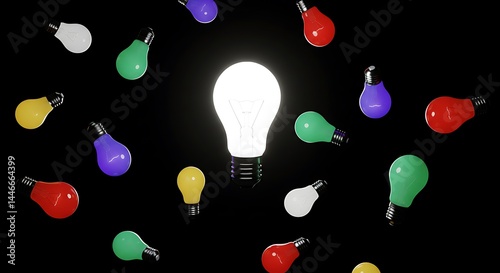 Colorful Lightbulbs in Dark Space: Abstract Modern ImageI tried to include relevant keywords to improve searchability.
