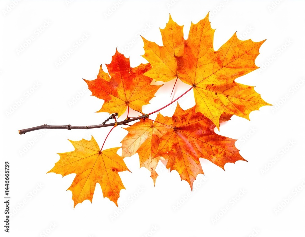 Autumn Maple Branch: Vibrant Orange Leaves in a Rustic Still Life Autumn Maple Branch: Vibrant Orange Leaves in a Rustic Still Life