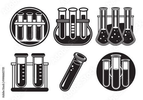 Test tubes icon Set, Test tubes silhouette vector