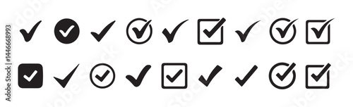 Check box icon with correct, accept checkmark icons tick box checked. Vector Illustration Eps 10