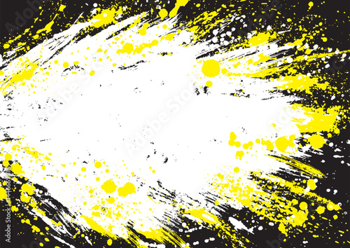 黒地に白と黄色のペンキで描いた激しい背景