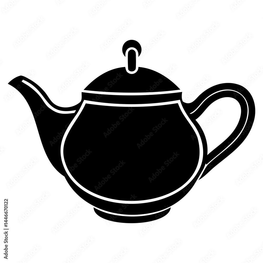 Teapot Icon Black Silhouette Vector Illustration on Transparent Background Teapot Icon Black Silhouette Vector Illustration on Transparent Background