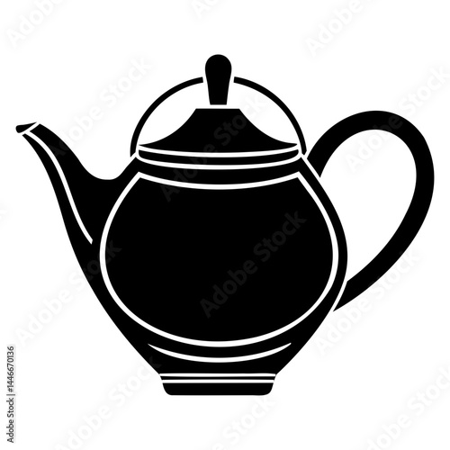 Teapot Silhouette Vector Illustration in Black for Tea Designs on Transparent Background