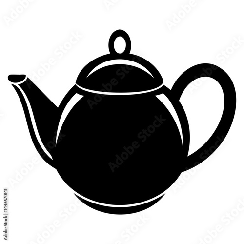 Simple Teapot Black Icon Silhouette Vector on Transparent Background