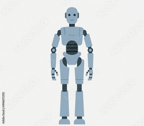 Minimalist Full Robot Vector Illustration on White Background