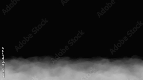 Fog effect on black background for video editing. Slow horizontal scrolling. Infinite repeat loop