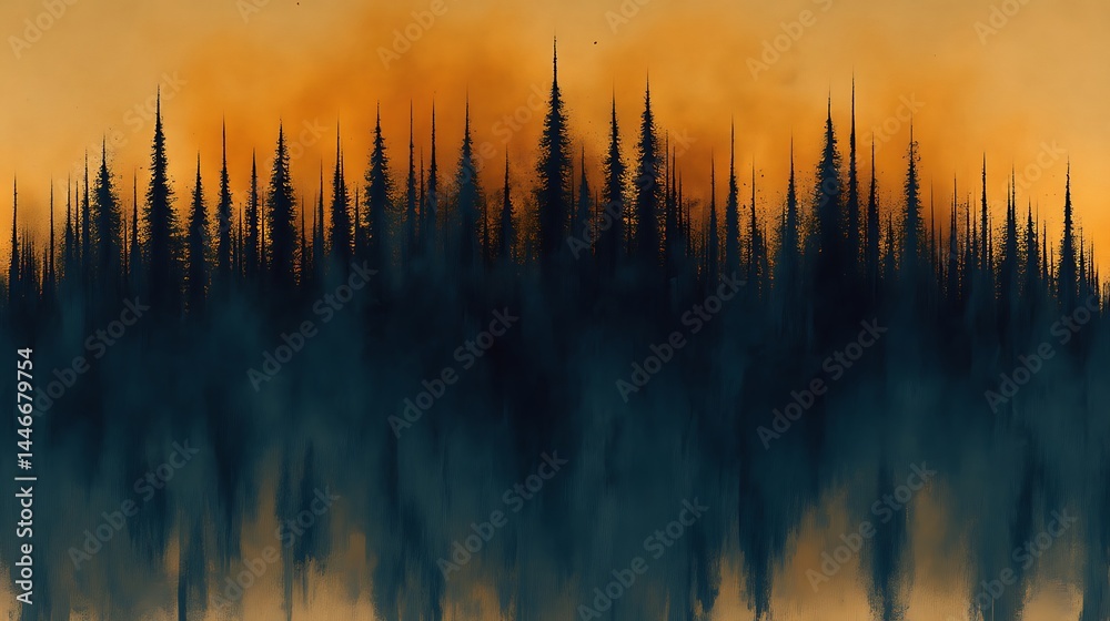 Obraz premium Forest Fire Smoke Dusk