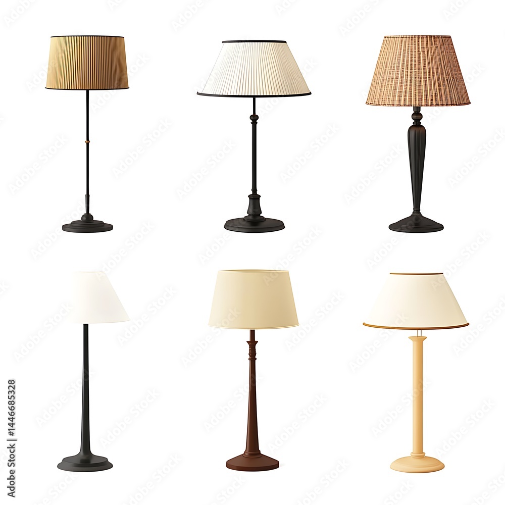 Obraz premium a set of floor lamps on a white background
