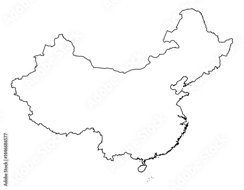 China Outline Map Vector - Editable Country Border 