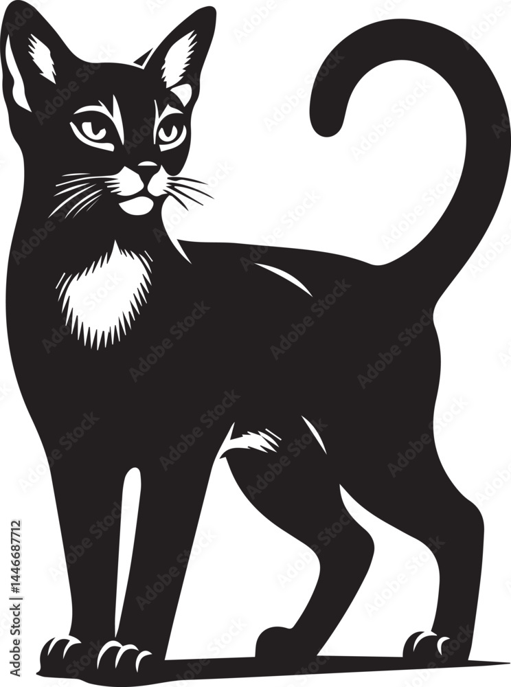Obraz premium cat silhouette vector, cat silhouette drawing, logo vector