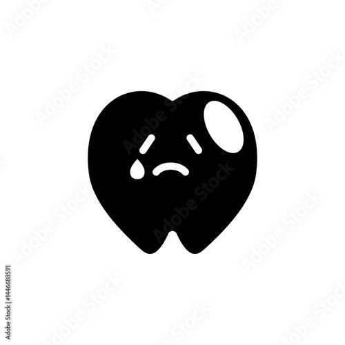 虫歯になって泣いている歯のキャラクターアイコン