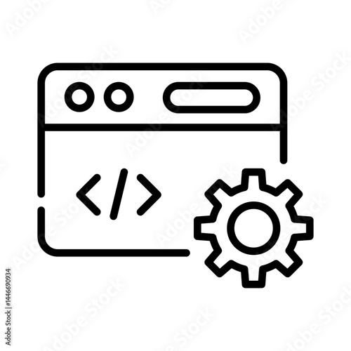 Web Development Icon – Coding and Settings Outline Symbol