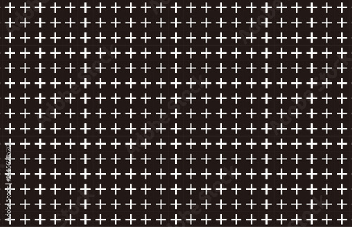 十字の模様。プラスのテクスチャ。規則的なイメージ。白と黒の背景素材。シンプルな画像。幾何学的な壁紙。