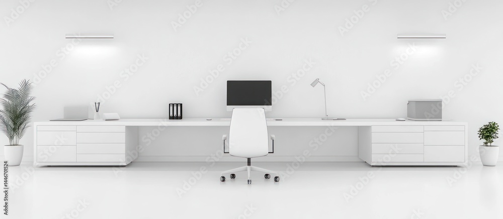 Minimalist White Office Workspace Design Minimalist White Office Workspace Design