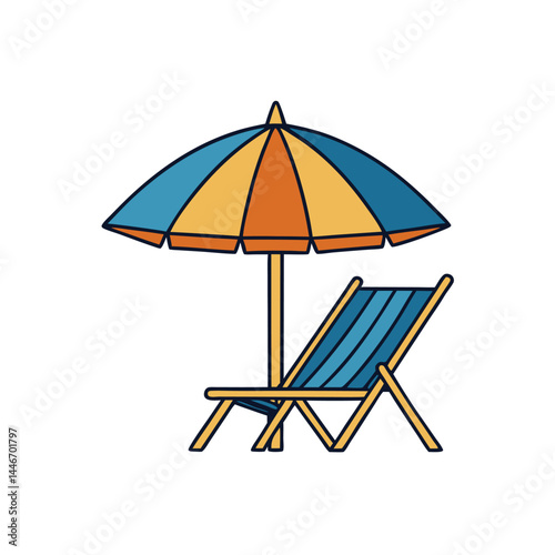 Beach-umbrella and-chair-silhouette vector 