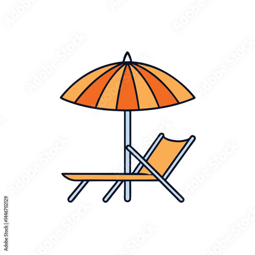 Beach-umbrella and-chair-silhouette vector 