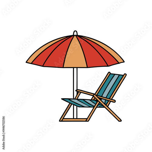 Beach-umbrella and-chair-silhouette vector 