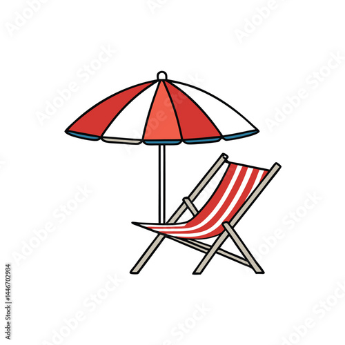 Beach-umbrella and-chair-silhouette vector 