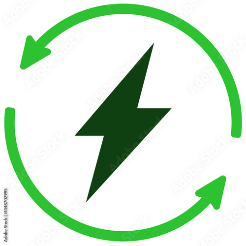 Renewable energy icon vector for clean power, sustainable electricity, and eco systems. Ideal for green resources, modern technology, and environmental design use.