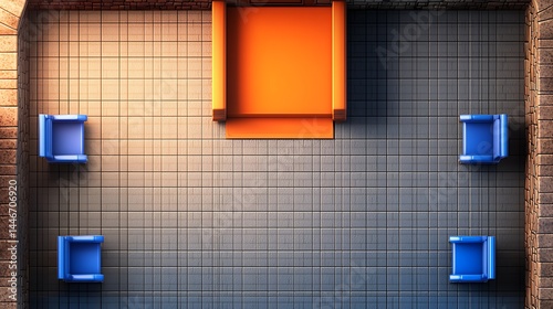 Digital interface design with square and corner icons