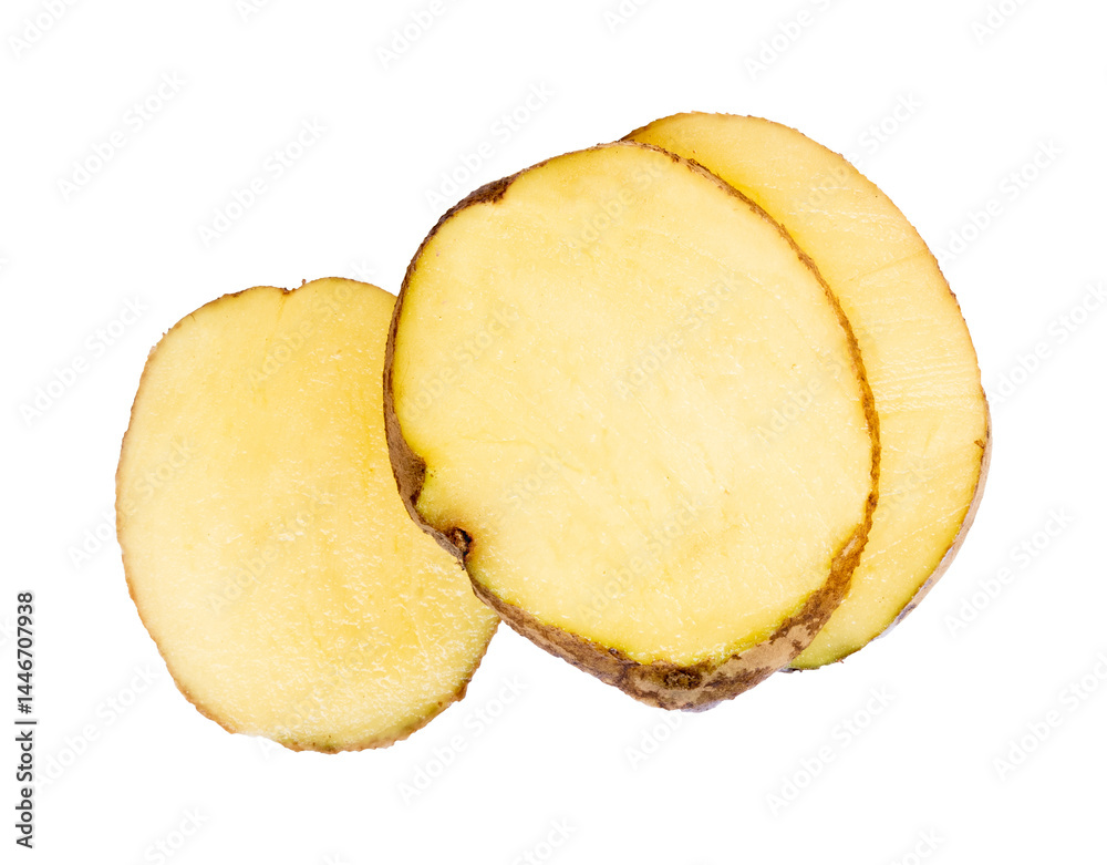 raw potato slice isolated on white raw potato slice isolated on white