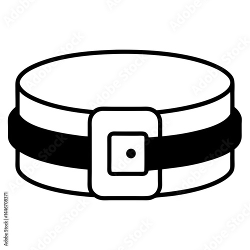 Santa's Belt Icon, Black Belt with Square Buckle Vector Design