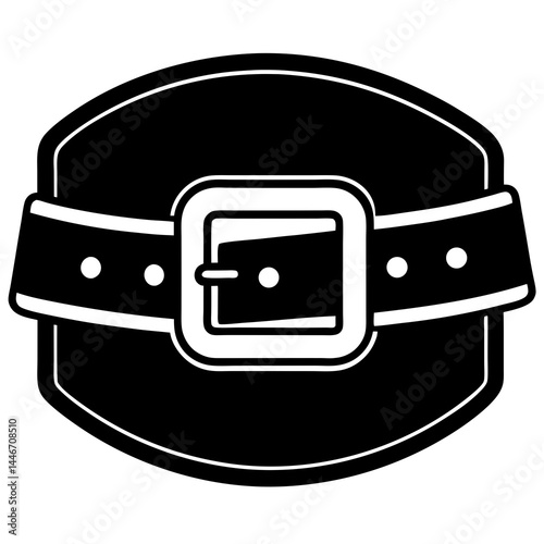 Santa's Belt Icon, Black Belt with Buckle Vector Design