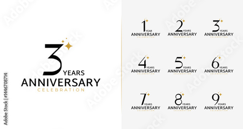 Elegant anniversary logo collection. Number symbol with minimal and luxury style for celebration icon