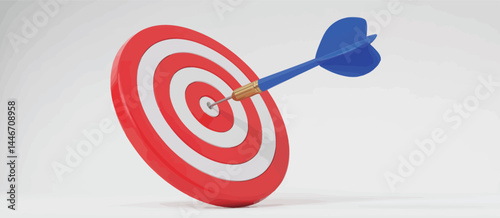 Blue Dart Hitting the Bullseye on Red and White Target
