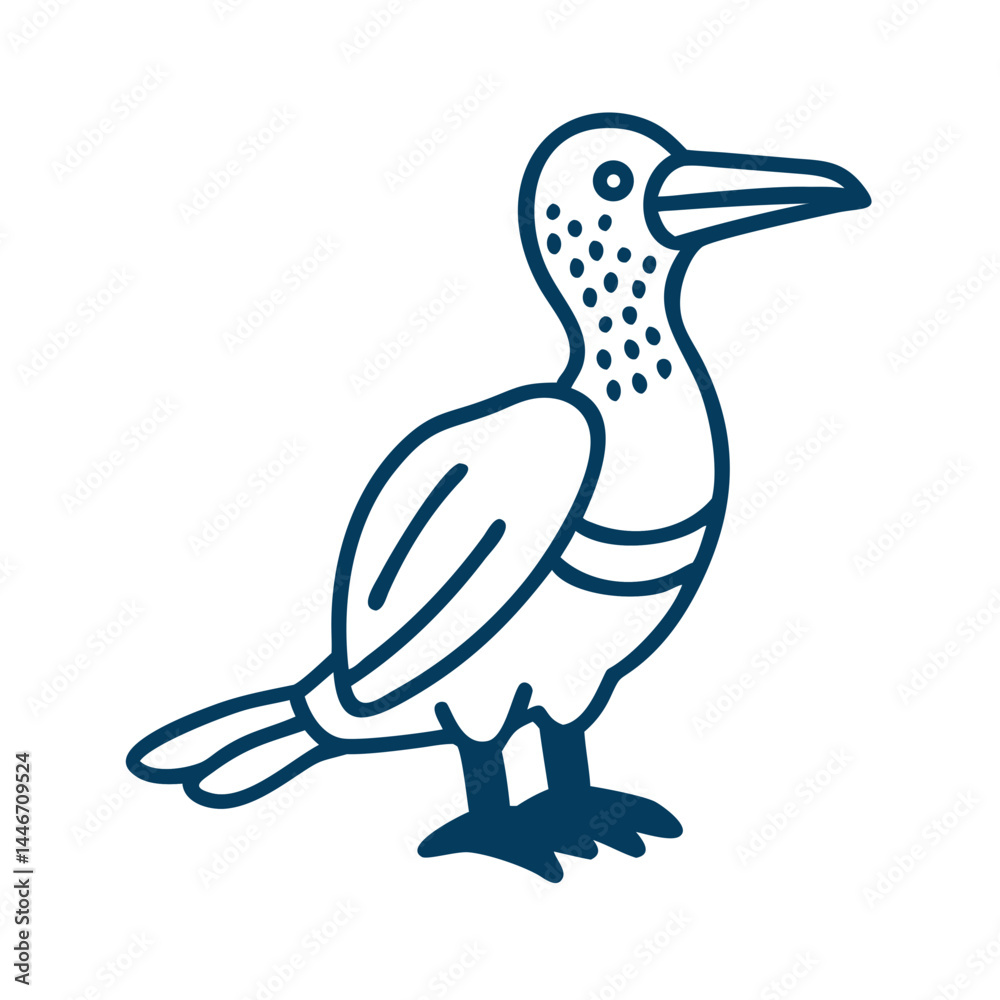 Fototapeta premium Blue-Footed Booby Bird Line Art Illustration