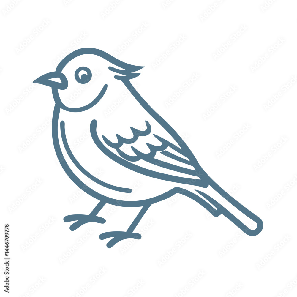 Obraz premium Ruby-crowned Kinglet Bird Line Art Illustration