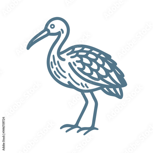 Simple Limpkin Bird Outline Illustration Vector