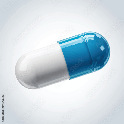 Single White and Blue Capsule Pill Medicine Healthcare