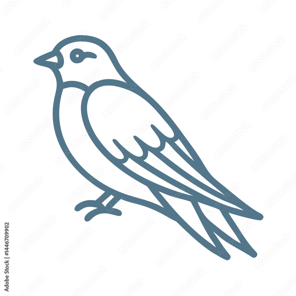 Obraz premium Purple Martin Bird Outline Illustration Icon