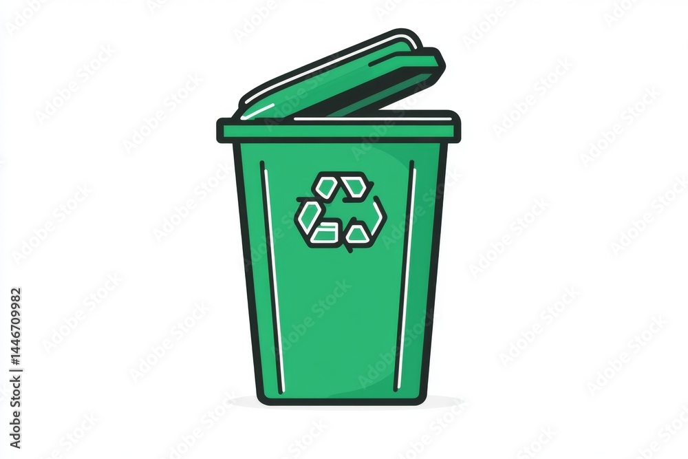 Green recycling bin with open lid