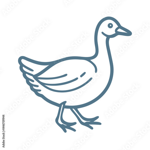 Simple Common Gallinule Line Art Illustration