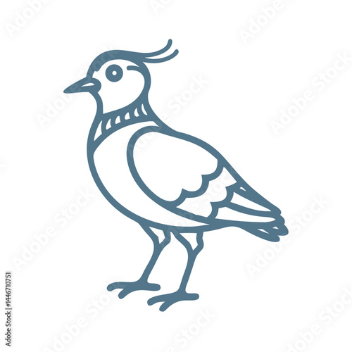Stylized Northern Lapwing Illustration, Bird Icon