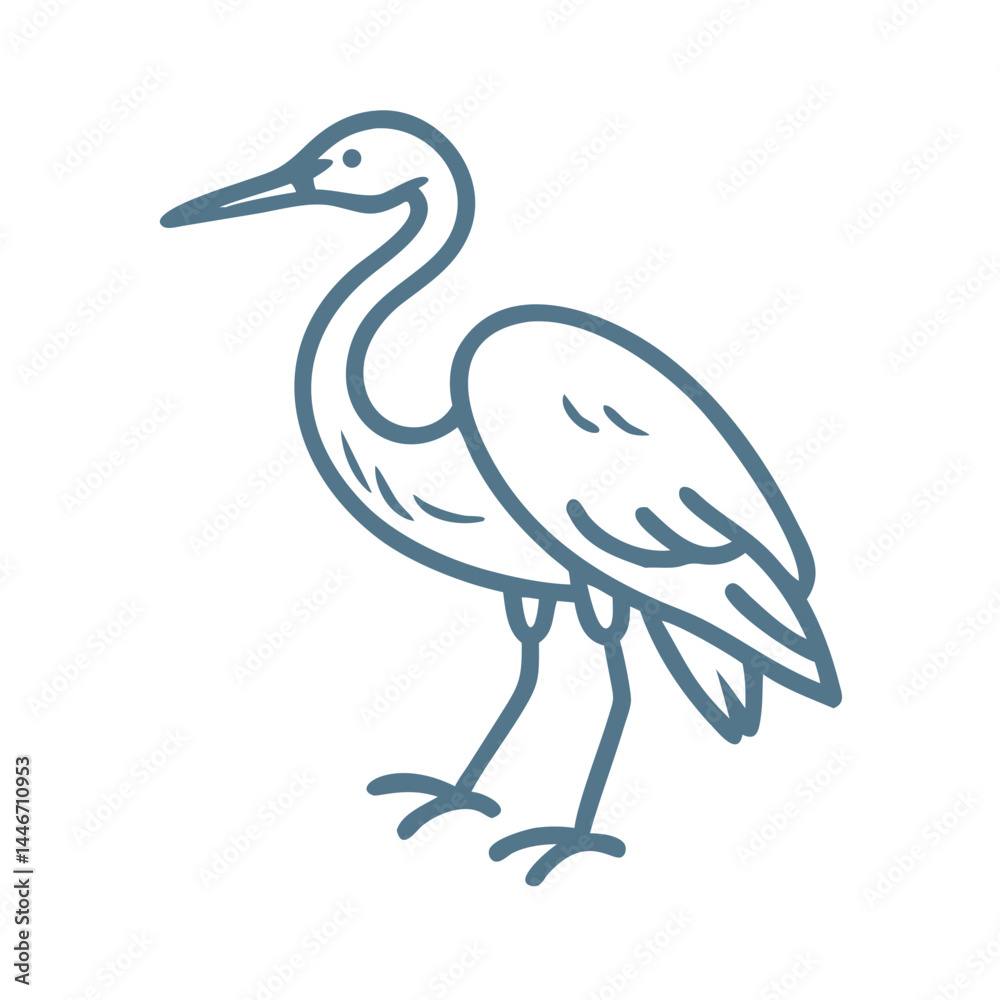 Fototapeta premium Minimalist Egret Illustration, Line Art Style
