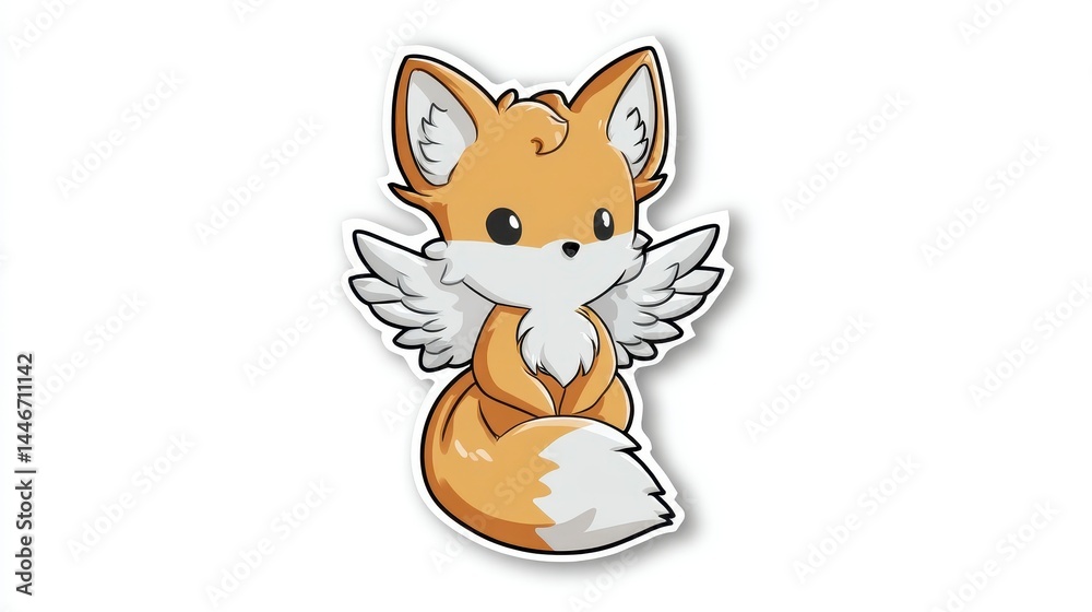 Obraz premium Cute Orange Fox with Wings