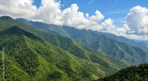 Lush Green Mountainscape: A Serene Panoramic View