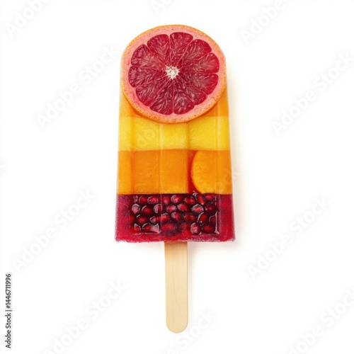 A different delicious frozen fruit popsicle, isolated on a white background