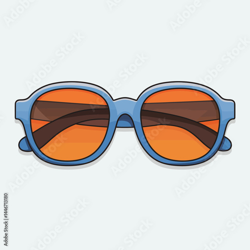 Stylish Blue Round Sunglasses with Orange Lenses Summer Fashion Accessory