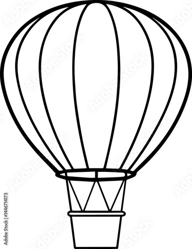 hot air balloon outline vector illustration line art coloring book page