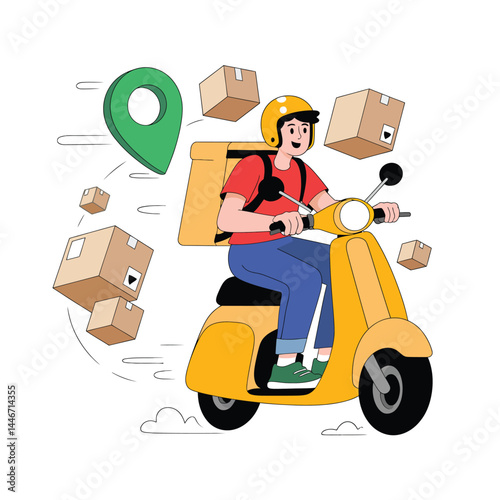 Fast Delivery Service Motorbike Rider with Packages
