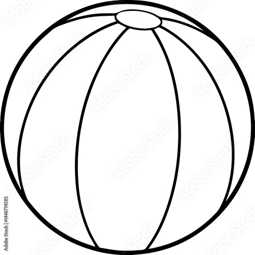 beach ball outline vector illustration line art coloring book page