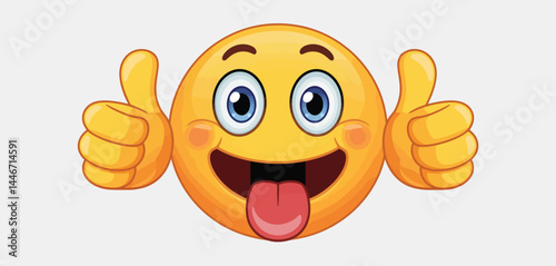 Happy Smiley Face Emoji with Two Thumbs Up