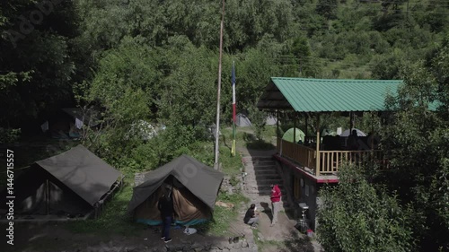 The Queen of Hills Manali, Hill Station, the Kullu Valley, formed by the Beas River. The town is located in the Kullu distri, Aerial Video in Manali Hills, Himachal Pradesh, india, Akhand Bharat.